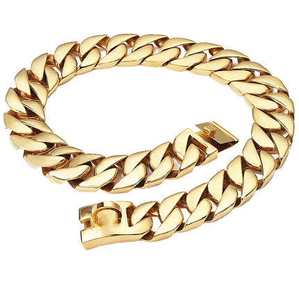 Personalized Custom logo 316l Stainless Steel Heavy Large Gold Cuban Link Chain Choke Large Luxury Dog Collar