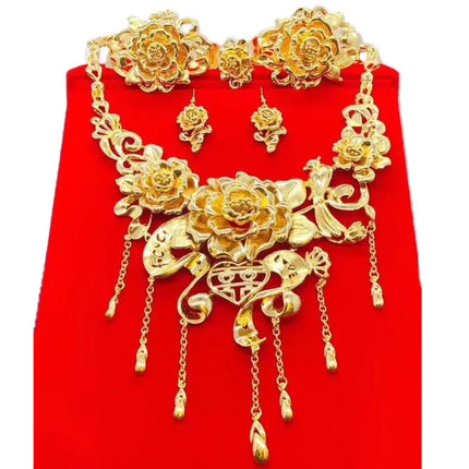 Hot Sale Luxury Trendy Popular Fashion Wedding New Arrivals Copper Gold Plated Party Gift Anniversary Jewelry Set