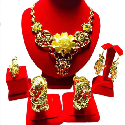 Hot Sale Luxury Trendy Popular Fashion Wedding New Arrivals Copper Gold Plated Party Gift Anniversary Jewelry Set