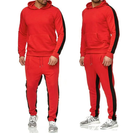 Autumn and Winter Jogging Suits for Men Striped Hoodie+Pants Casual Tracksuit Male Sportswear Gym Casual Clothing Sweat Suit New