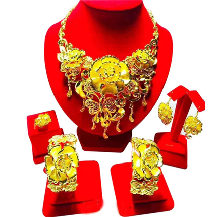 Hot Sale Luxury Trendy Popular Fashion Wedding New Arrivals Copper Gold Plated Party Gift Anniversary Jewelry Set