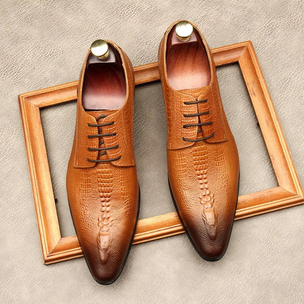 PJCMG New Spring/Autumn Handmade Lace-Up Balck/Red Genuine Leather Carved Dress Oxford Flat Men Shoes
