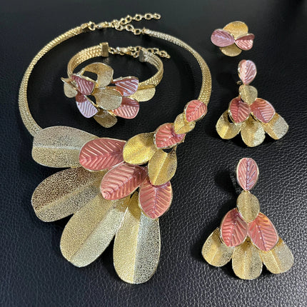 Luxury Costume Popular Trendy Brazilian Latest Fashion Wedding Copper Gold Plated Party Gift Anniversary Engagement Jewelry Set