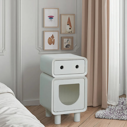 Table de chevet robot créative de style crème français, armoire en bois pour salon simple et chambre d'enfant, rangement mignon pour divers articles
