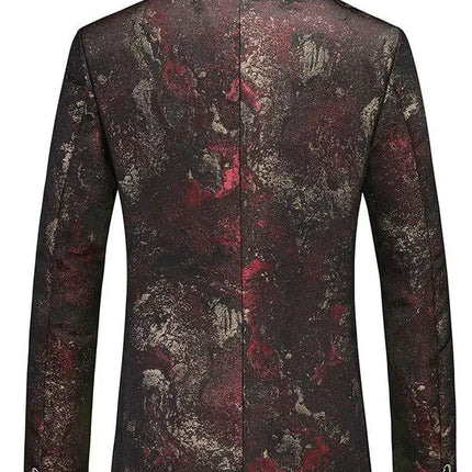 Men's Fashion Single Breasted Suit Spring and Autumn Casual Style with V-Neck Plus Size Single Button Closure