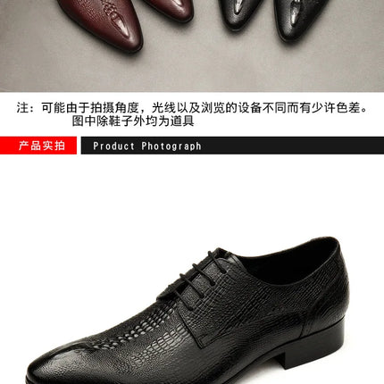 PJCMG New Spring/Autumn Handmade Lace-Up Balck/Red Genuine Leather Carved Dress Oxford Flat Men Shoes