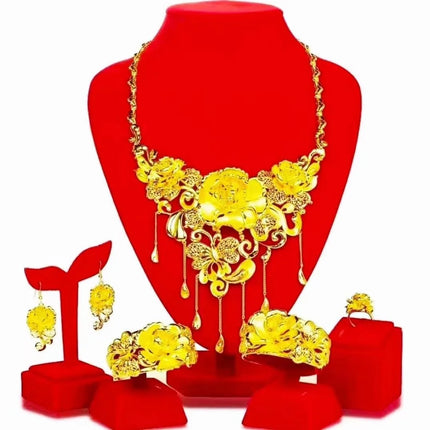 Hot Sale Luxury Trendy Popular Fashion Wedding New Arrivals Copper Gold Plated Party Gift Anniversary Jewelry Set
