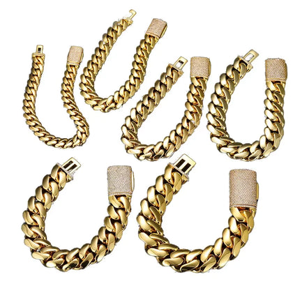 Con Catena a Maglia Cubana Con logo Personalizzato in Acciaio Inossidabile Custom Cuban Link Chain Bracelet