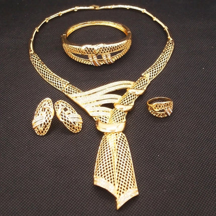 Zhuerrui Pendant Bangle Earrings Ring Chain Jewelry Set Italian Bridal Jewelry Set Women's Necklace Jewelry Set HN21031014