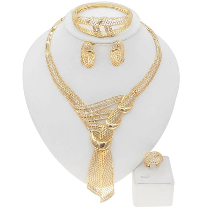 Zhuerrui Pendant Bangle Earrings Ring Chain Jewelry Set Italian Bridal Jewelry Set Women's Necklace Jewelry Set HN21031014