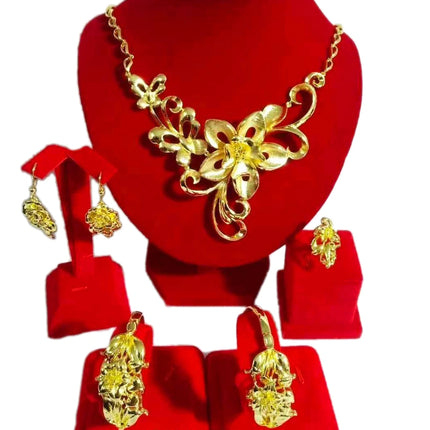 Hot Sale Luxury Trendy Popular Fashion Wedding New Arrivals Copper Gold Plated Party Gift Anniversary Jewelry Set