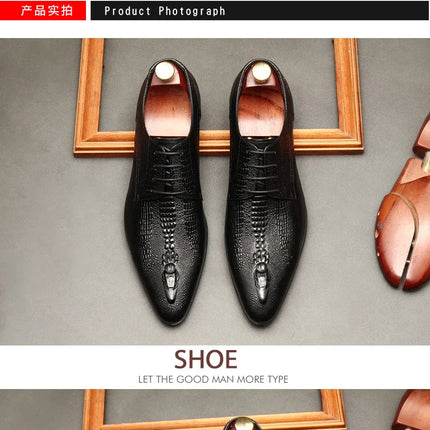 PJCMG New Spring/Autumn Handmade Lace-Up Balck/Red Genuine Leather Carved Dress Oxford Flat Men Shoes