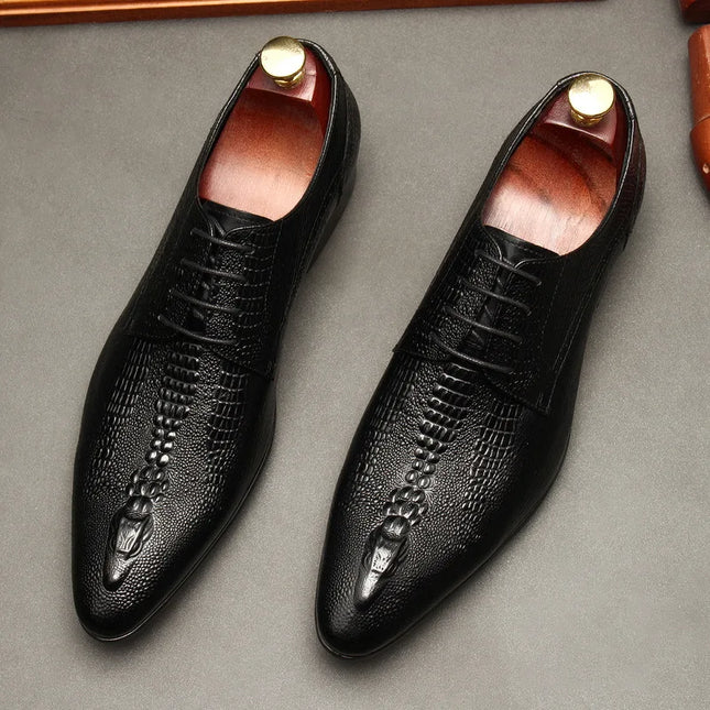 PJCMG New Spring/Autumn Handmade Lace-Up Balck/Red Genuine Leather Carved Dress Oxford Flat Men Shoes