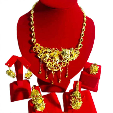 Hot Sale Luxury Trendy Popular Fashion Wedding New Arrivals Copper Gold Plated Party Gift Anniversary Jewelry Set