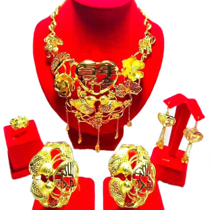 Hot Sale Luxury Trendy Popular Fashion Wedding New Arrivals Copper Gold Plated Party Gift Anniversary Jewelry Set