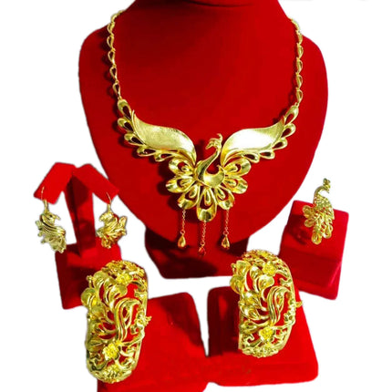 Hot Sale Luxury Trendy Popular Fashion Wedding New Arrivals Copper Gold Plated Party Gift Anniversary Jewelry Set