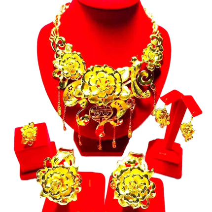 Hot Sale Luxury Trendy Popular Fashion Wedding New Arrivals Copper Gold Plated Party Gift Anniversary Jewelry Set