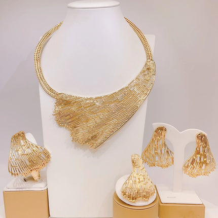 Zhuerrui Hot Selling 24K Good Jewelry Sets Cheap Bridal Wedding Necklace Jewelry Set Exquisite Women's Birthday Gifts H20183