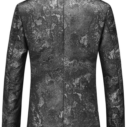 Men's Fashion Single Breasted Suit Spring and Autumn Casual Style with V-Neck Plus Size Single Button Closure