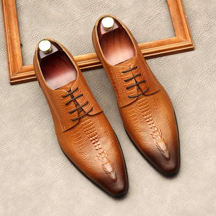 PJCMG New Spring/Autumn Handmade Lace-Up Balck/Red Genuine Leather Carved Dress Oxford Flat Men Shoes