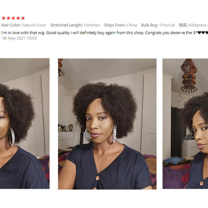 Afro Kinky Curly Wigs Full Machine Cheap Wig Sunlight Human Hair Wigs For Balck Women Remy Brazilian Short Human Wig