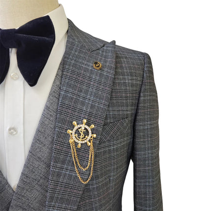 Cheap Actual Party Slim Fit One Button Notched Two Slits Business (Jacket+waistcoat+pants) Grey Men Wedding Suits MS789