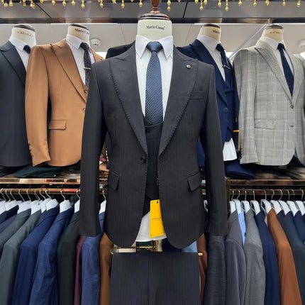 Green Mens Wedding Suits 3 Piece Set Slim Fit Single Breasted Jacket Vest Pants Luxury Groom Formal Evening Wear