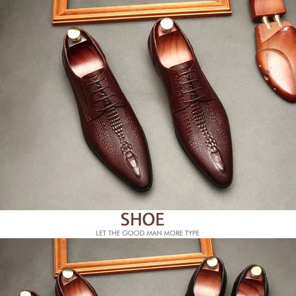 PJCMG New Spring/Autumn Handmade Lace-Up Balck/Red Genuine Leather Carved Dress Oxford Flat Men Shoes