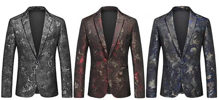 Men's Fashion Single Breasted Suit Spring and Autumn Casual Style with V-Neck Plus Size Single Button Closure