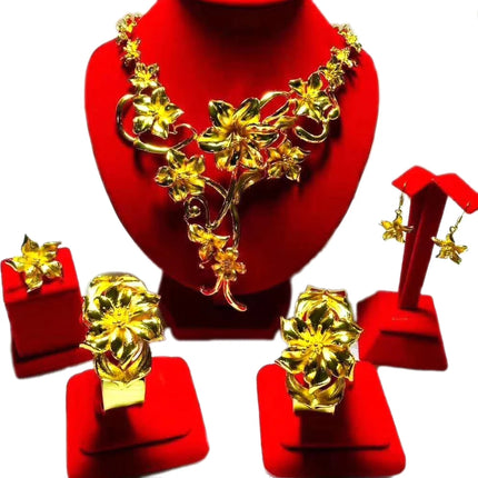 Hot Sale Luxury Trendy Popular Fashion Wedding New Arrivals Copper Gold Plated Party Gift Anniversary Jewelry Set