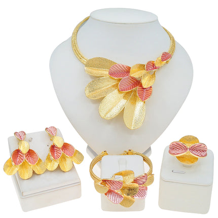 Luxury Costume Popular Trendy Brazilian Latest Fashion Wedding Copper Gold Plated Party Gift Anniversary Engagement Jewelry Set