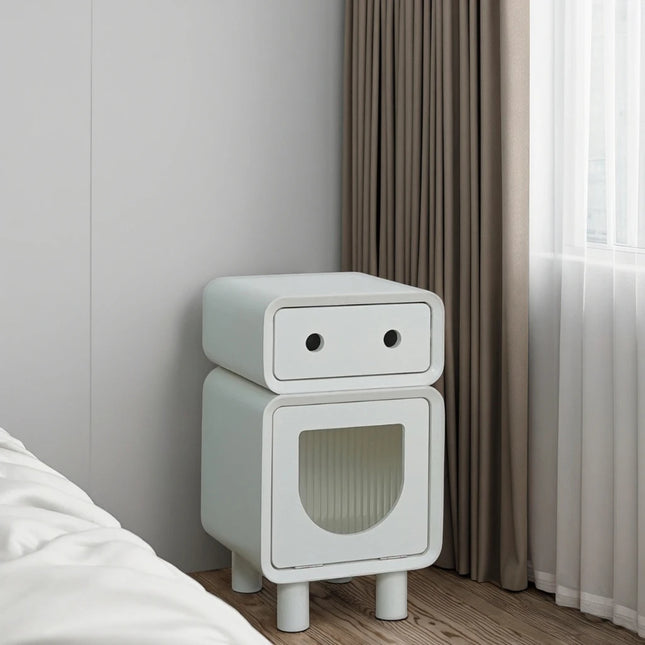 Table de chevet robot créative de style crème français, armoire en bois pour salon simple et chambre d'enfant, rangement mignon pour divers articles