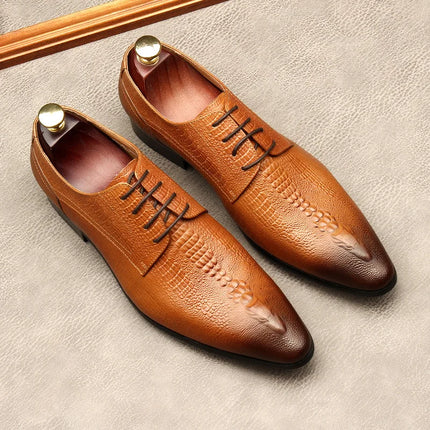 PJCMG New Spring/Autumn Handmade Lace-Up Balck/Red Genuine Leather Carved Dress Oxford Flat Men Shoes