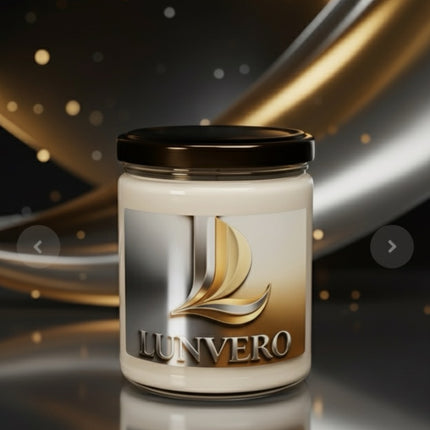 LUNVERO Signature 9oz Scented Candle | 60-Hour Luxury Soy Blend | Custom Label