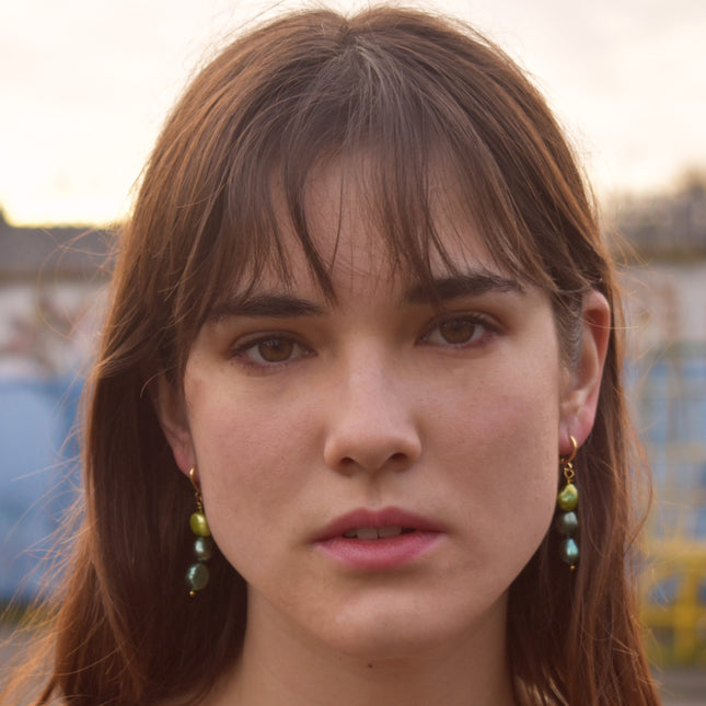 Orange Gold Blue Trio freshwater pearl earrings | by Ifemi Jewels-1