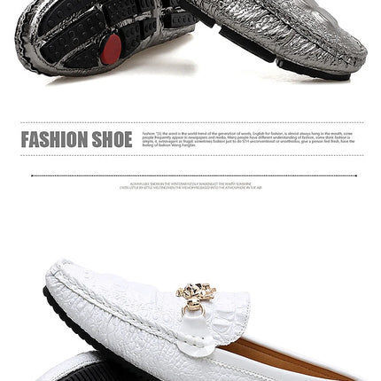 2024 New Stylish Men Big Size 39-48 Casual Moccasins Shoes White Silver Male Formal Business Office Shoes Party Moccasin Loafers