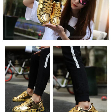 Couple Gold Silver Jogging Sneakers Men Hip Hop Casual Unisex Shoes Tennis Women Running Trainers Clunky Streetwear Footwear