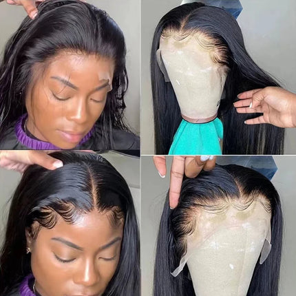 13x4 HD Transparent Straight Lace Frontal Wigs 12A Bob Wig Pre Plucked Glueless Full Lace Front Human Hair Wigs For Black Women