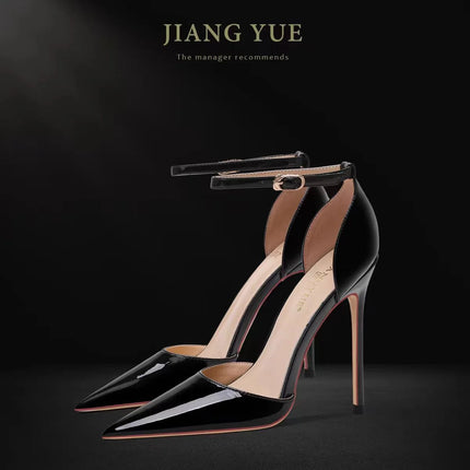 Bla Patent Leather Hollow out Strap High Heels Sandals Women's Pointed Toe Thin Heel Sexy 2025 New Spring Autumn