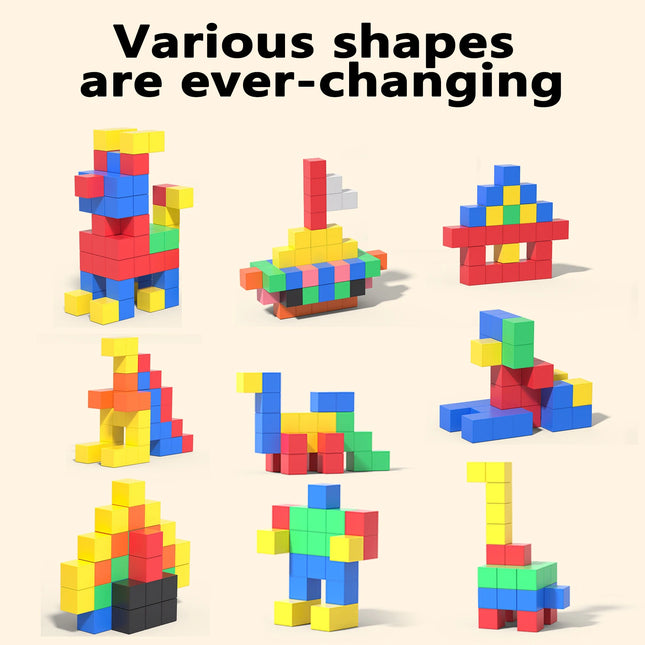 Magnetic cube tile children's toys, magnetic modeling building toys for toddlers, preschool learning, sensory STEM toys, creativ