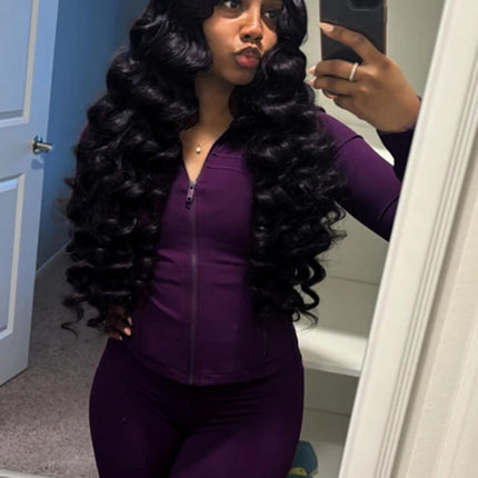 Weird Puss Sporty Casual 2 Piece Set Women Hooded Zipper Turtleneck Jacket+Skinny Straight Pants Matching Trend Workout Suit