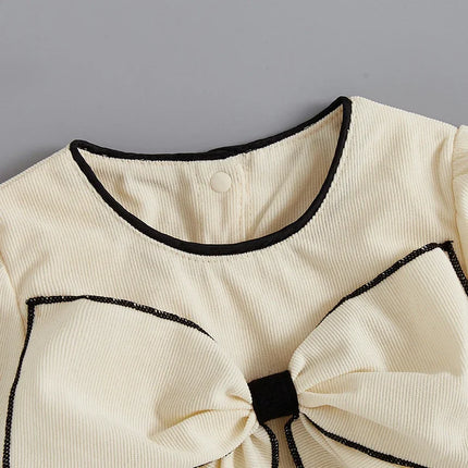 Baby Clothing  Girls Cute 3D Bow Rompers Toddler Infant Solid Long Sleeve Jumpsuits Newborn Autumn Clothes