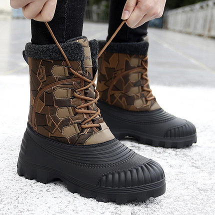 Winter Mid-calf Duck Boots for Men Warm Outdoor Snow Boots Waterproof Hunting Boots Working Boots Mens Camouflage Outdoor Shoes