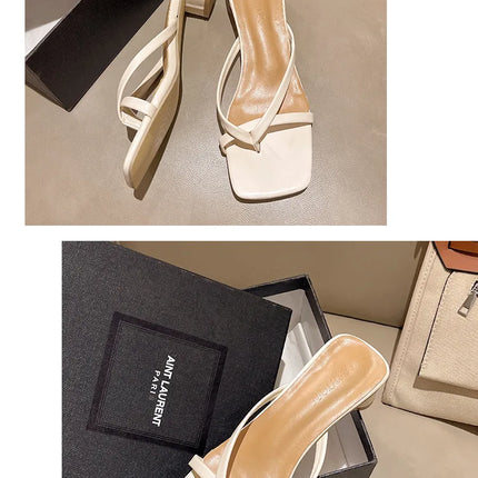 Flip-flops, Women Wear 2024 New Summer Half - Toe Sandals, Fashion Casual Mid-heel Chunky Sandals, Women's Shoes