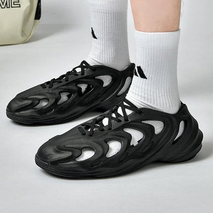 Summer Men's Classic Hollow Sandals Anti slip Beach Hole Shoes Lace up Sports Sandals Outdoor Lightweight Water Garden Shoes