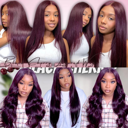 UNICE Black Cherry Colored Human Hair Wigs 7x5 & 13x4 Pre Cut Pre Bleached Glueless Wig Human hair Ready To Wear 150% Density