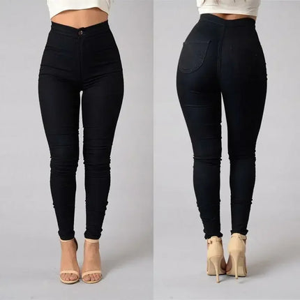 Hot Women Pencil Stretch Slim Denim Skinny Jeans Pants High Waist Jeans Trousers