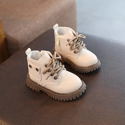 Children's Fashion Front Lace Up Soft Sole Anti Slip Warm Snow Boots Girls' Plush Casual Cotton Shoes