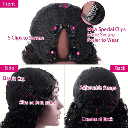 Afro Kinky Curly V Part Human Hair Wigs 30 Inch Machine Made Wig Upgrade V Part Wigs Glueless Full Head Clip In Half Wigs