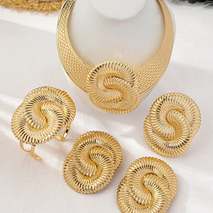 Trendy Exaggeration Bohemian Ocean Wind Party Geometric Sea Snail Symbol Necklace Earrings Bracelet Ring Set Jewelry Accessories